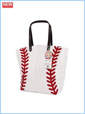 Canvas Tote Bag Baseball Softball Sports Travel Beach Shopping